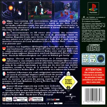 Crash Bandicoot 2 - Cortex Strikes Back (EU) box cover back